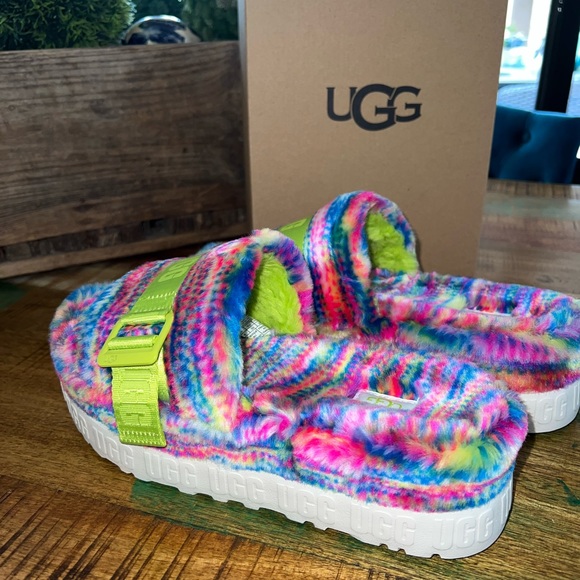Ugg Fluffita bright multi color slippers. Slides. SZ. 8. NIB NWT - Picture 13 of 13